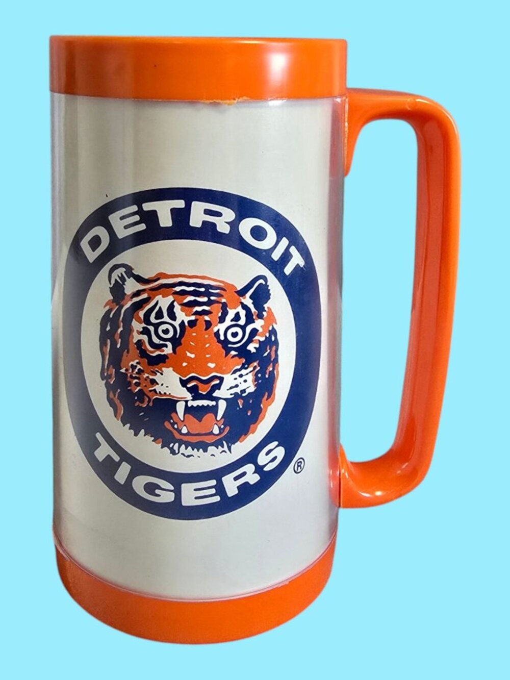 VTG Detroit Tigers MLB Budweiser Orange Plastic Mug "This Bud's For You"